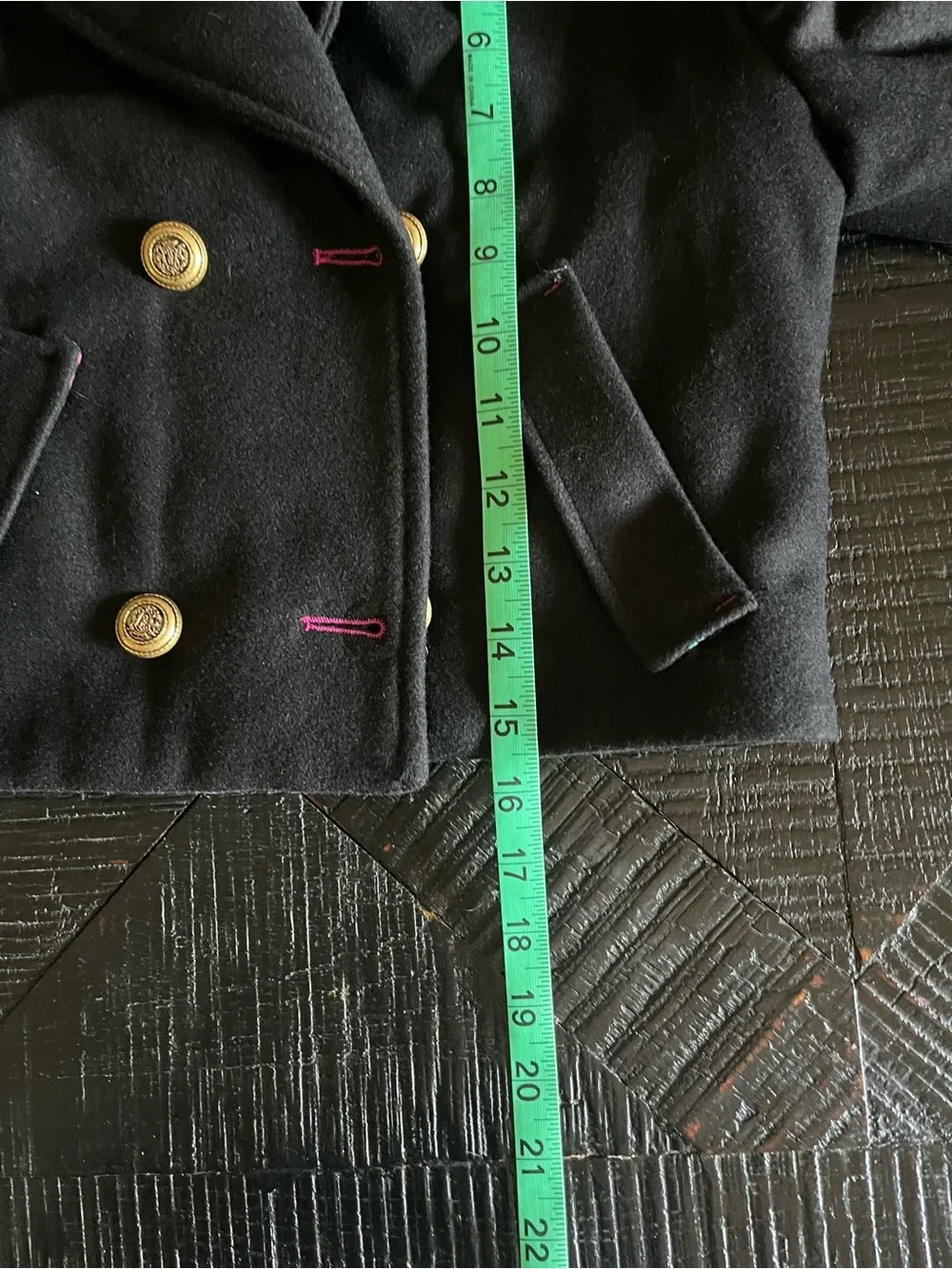 ZARA Black Cropped Double Breasted Peacoat Jacket Girls Size 9
